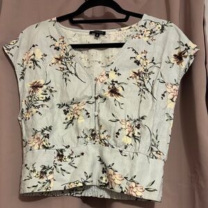 Dynamite Floral Button-Front Linen Blouse